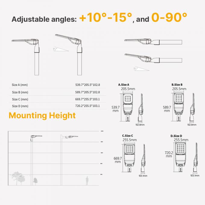 SMD3030 হাই লুমেন এসি LED স্ট্রিট লাইট 50W 70W লাইট কন্ট্রোল সিস্টেম 3